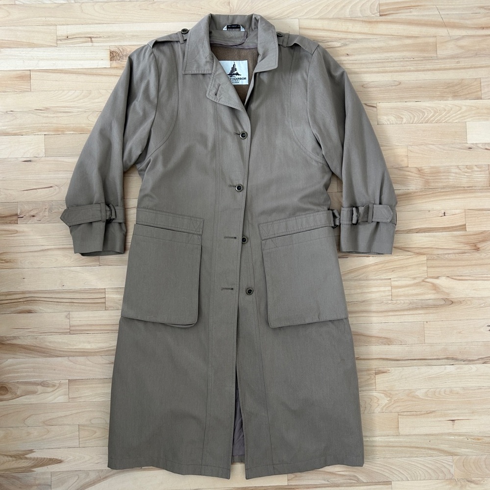 Misty Harbor Vintage Trench Coat Women’s 8P Petite Taupe Wool Lined Rain